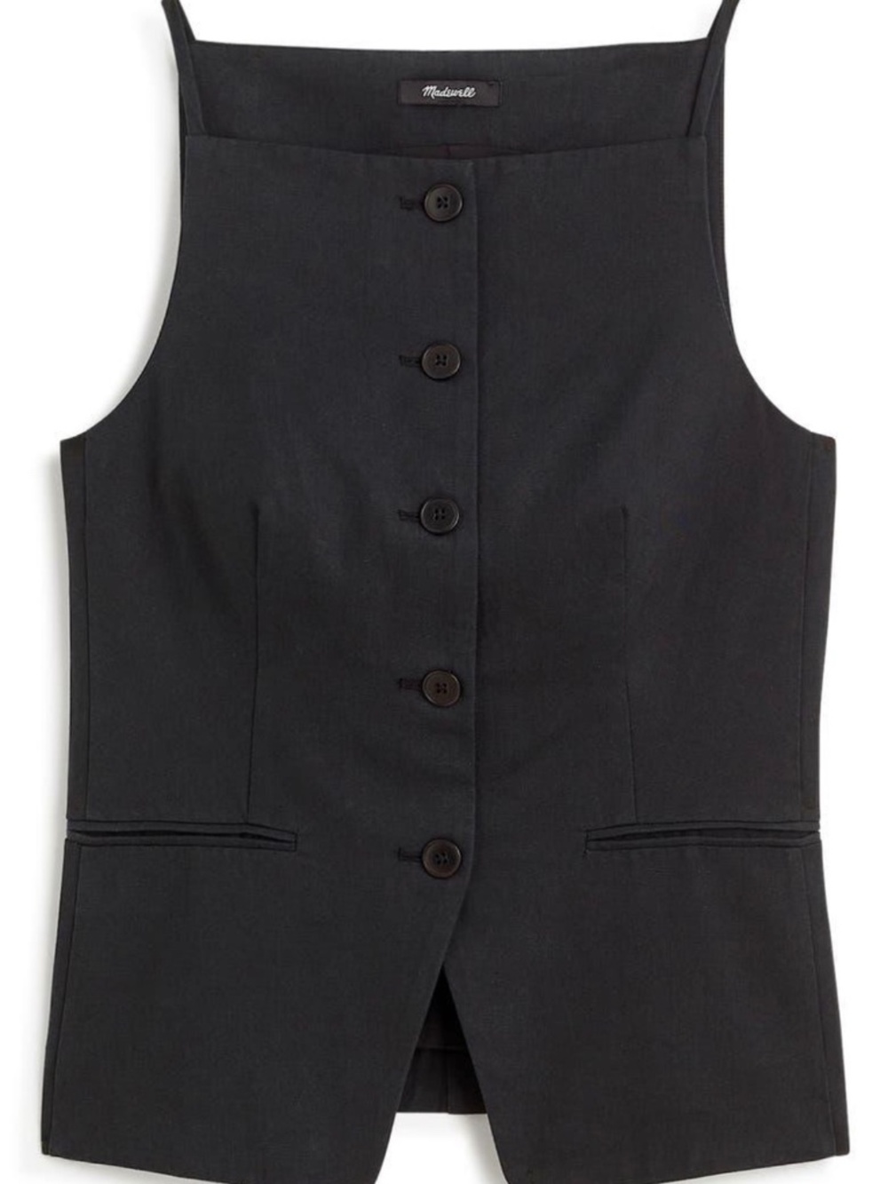 Madewell Black Tailored Button Front Vest Waistcoat